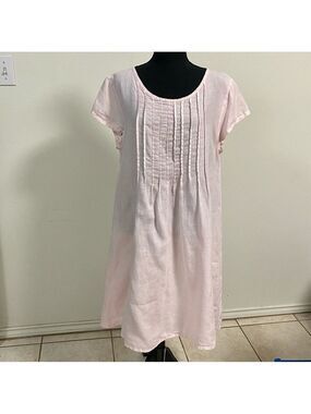 Match Point Dress Women’s Size Medium Baby Pink 100% Linen Dress